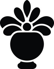 cute flower in vase decoration silhouette style icon vector illustration design