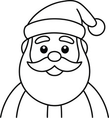 santa claus character merry christmas thick line vector illustration design