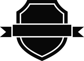 shield with ribbon icon over white background, silhouette style, vector illustration