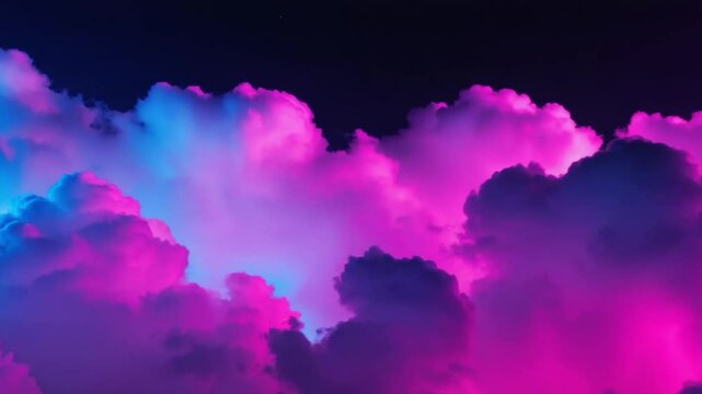 Neon-hued cloudscapes at night