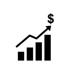 Rising Profits: A bar graph illustration with an upward trending arrow culminating in a dollar symbol, symbolizing increased profits and financial growth.