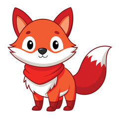 Obraz premium A cute cartoon wild animal illustration, perhaps a funny red fox or squirrel with a bushy tail, happily smiling in the forest