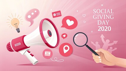 Social Media Giving Day, Bright pink digital poster for social media promoting giving and kindness.