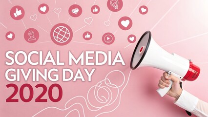 Social Media Giving Day, Modern pink digital banner designed for promoting acts of giving and charity.