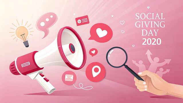 Social Media Giving Day, Bright pink digital poster for social media promoting giving and kindness.