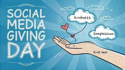 Social Media Giving Day, Inspirational social media graphic for promoting kindness and digital giving day.