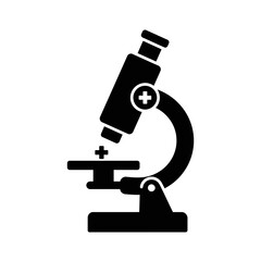 Science Under the Scope: A sleek, black microscope stands prominently against a stark backdrop, inviting exploration into the microscopic world.