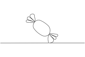 Candy continuous one line drawing on white background in minimalist style outline vector illustration