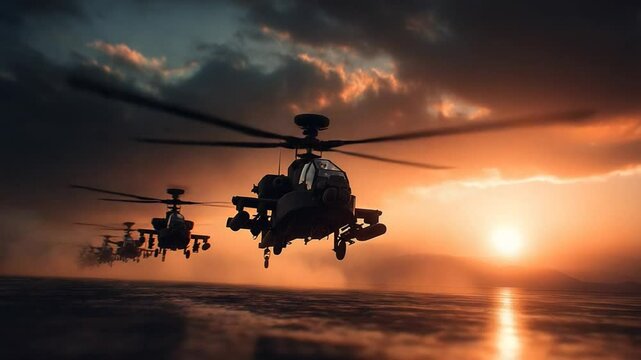 Apache Helicopters Sunset Flight