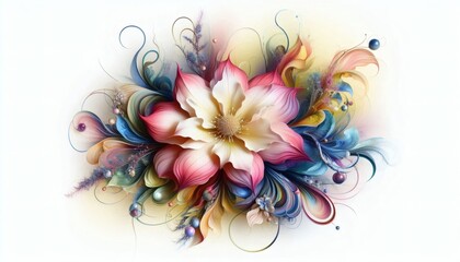 fantastic flower white background exotic fantasy unique vibrant bloom mystic surreal