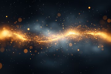 Economy financial background concept. A glowing swirl of golden particles on a dark background, creating a magical effect.