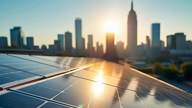 Cityscape Sustainability: Modern Building Featuring Solar Technology and Eco Green Roofing Smart Urban Building with Solar Panels and Eco Green Roof for Sustainable Development Sustainable City Living