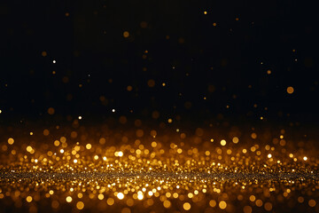 Golden lights twinkle like stars, creating a glowing, bright winter night backdrop with a sparkling particle design