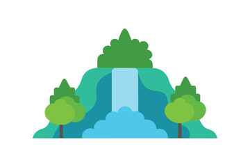 Obraz premium Serene Waterfall Landscape Lush Greenery and Cascading Water