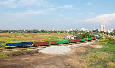 Railway cargo Freight Train transport cargo container to port