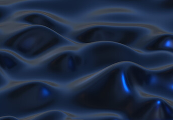 Dark Abstract silk liquid metallic texture design fluid metal substance wave effect 3d rendering