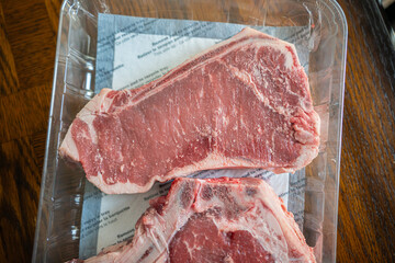 frozen T-bone steak for grilling and cooking
