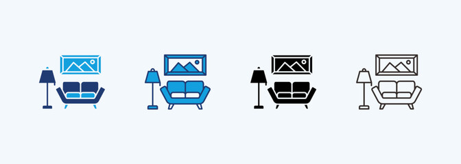 Living Room Icon Set Multiple Style Collection