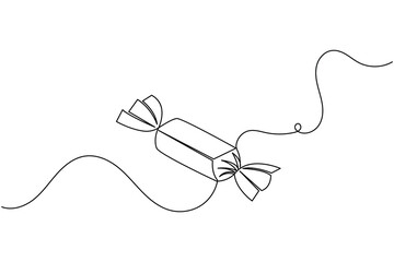 Obraz premium Candy continuous one line drawing on white background in minimalist style outline vector illustration