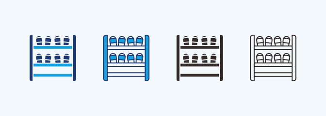 Shoe Rack Icon Set Multiple Style Collection