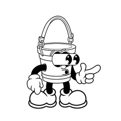 Naklejka premium Retro character design from shocked bucket outline