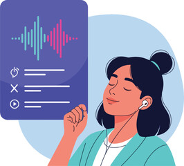 Vector Design people hearing music