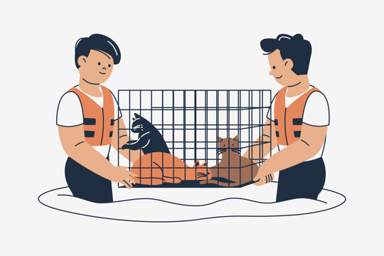 Illustration of Cat Rescue from the Flood