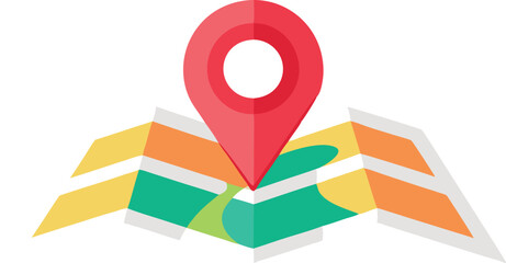 A collection of stylized GPS and map illustrations, featuring navigation pins, location icons, and abstract map elements, often set against a modern, clean background