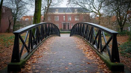 Autumnal bridge over a canal