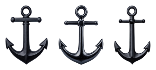 Collection of black anchors with varying designs