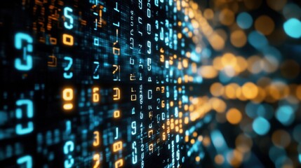 Digital Data Technology Coding Binary Matrix Abstract Background