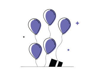 Simple and elegant illustration of floating balloons and gift for special occasions