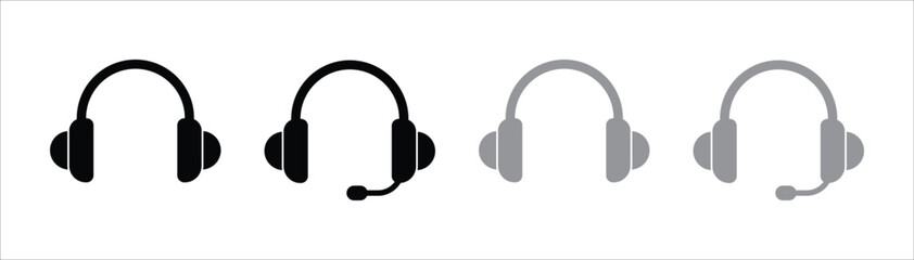 Headset Icon Collection – Flat Audio and Call Center Vector