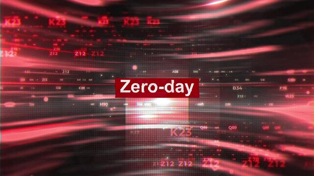 Zero-day words in hacking On Digital Background