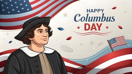 Happy Columbus Day: A Commemorative Illustration of Christopher Columbus