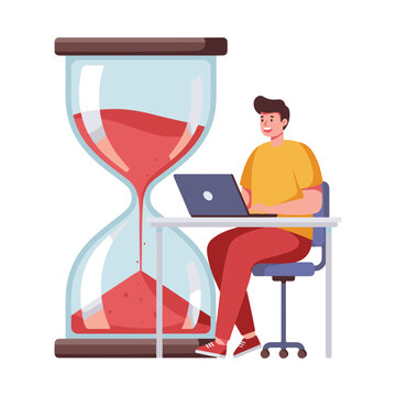 Freelancer working on laptop under deadline