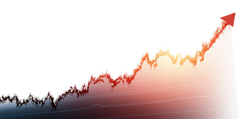 Financial Growth Upward Trend Graph Illustration on Transparent Background