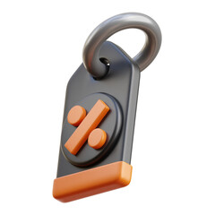 Black and orange Discount Tag 3D Icon Illustration