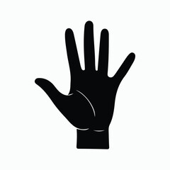 Fototapeta premium Silhouette of a human hand with fingers spread in black vector illustration