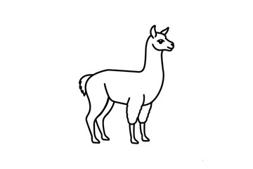 Naklejka premium Elegant Llama Standing Tall A Simple Black and White Line Drawing Depicting a South American Camelid in a Striking Silhouette Style silhouette This simple