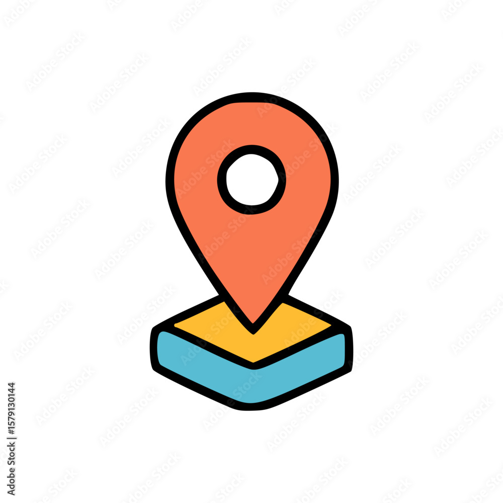 Fototapete map pointer vector illustration with modern outline and vibrant colors for navigation and gps concep