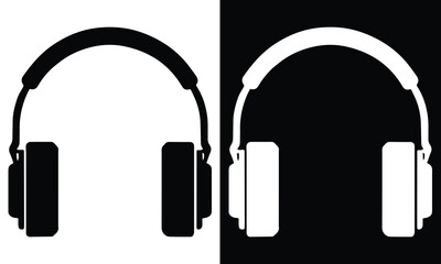Headphone Silhouette Vector Icon – Black and White Contrast