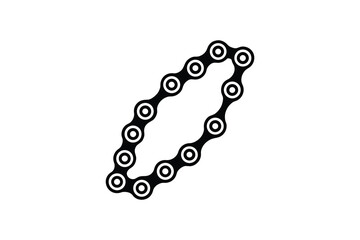 Detailed Black and White Bicycle Chain Illustration Depicting Interlocking Links and Circular Details Presented as a Clean and Striking Silhouette bicycle chain shown clean