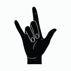 Obraz premium Black vector silhouette of a hand making a gesture with fingers spread