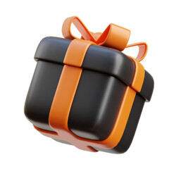 Black and orange Gift 3D Icon Illustration