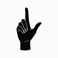 Obraz premium Hand sign vector illustration showing a black silhouette of a palm and fingers in a gesture on a white background