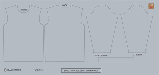 long sleeve jersey print ready pattern for manufacturing 