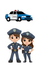 police, policewomen and police cars