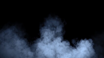 Abstract blue smoke, fog on isolated black background, creating a mysterious and backdrop, creating a dreamy, atmospheric effect for artistic