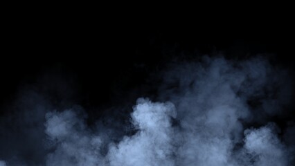 Abstract blue smoke, fog on isolated black background, creating a mysterious and backdrop, creating a dreamy, atmospheric effect for artistic